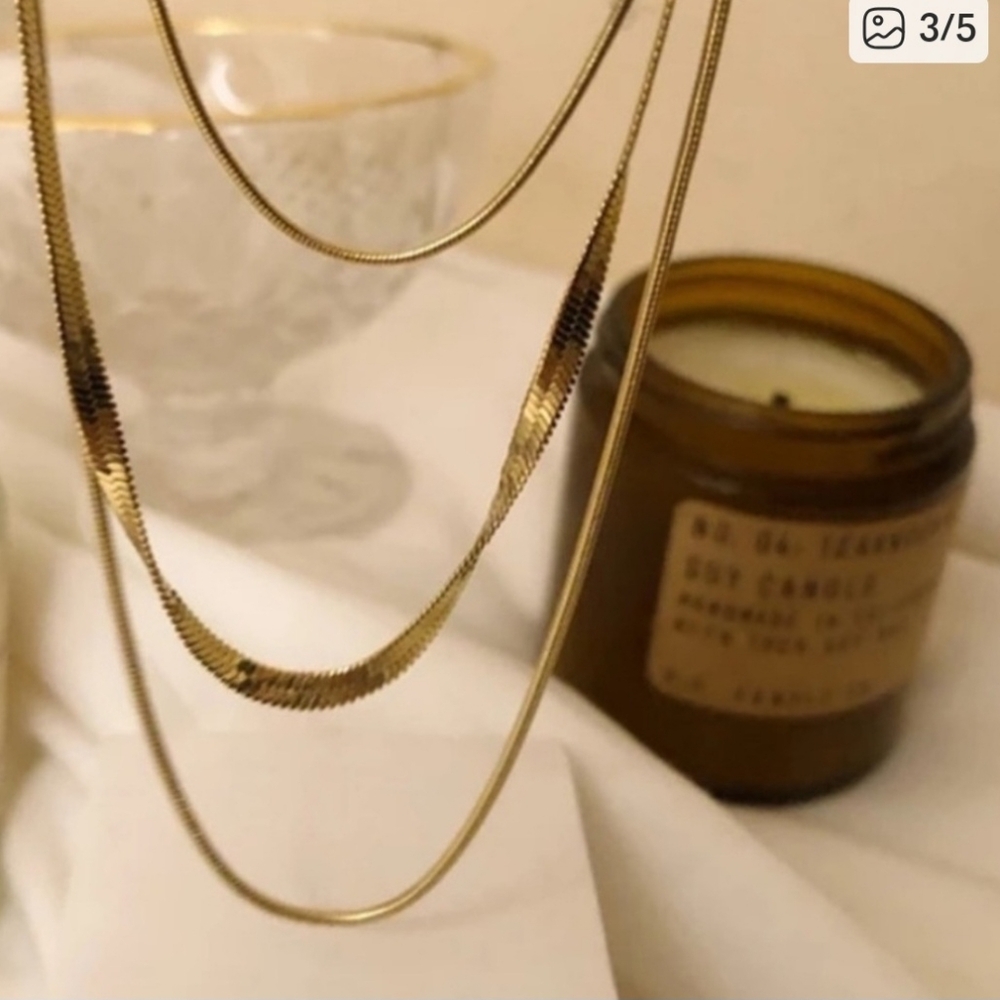 NEW Gold Plated Snake Flat Necklace 3 PCs